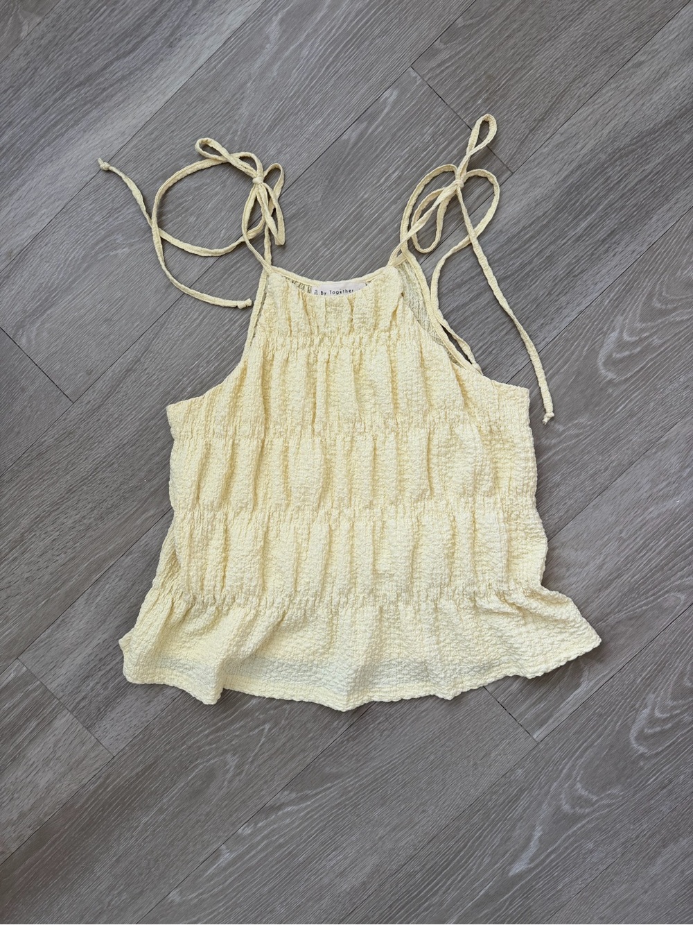 By Together Butter Yellow Tie-Shoulder Ruffle Tank
